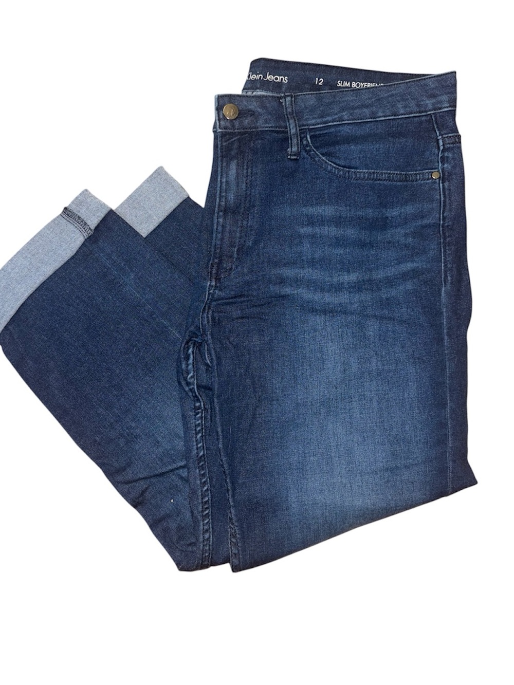Calvin Klein Slim Boyfriend Cuffed Jeans Dark Wash Women’s Size 12